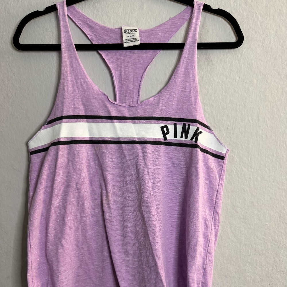 ‼️SOLD‼️ PINK Victoria's Secret Purple Black White Racerback Womens Tank Top